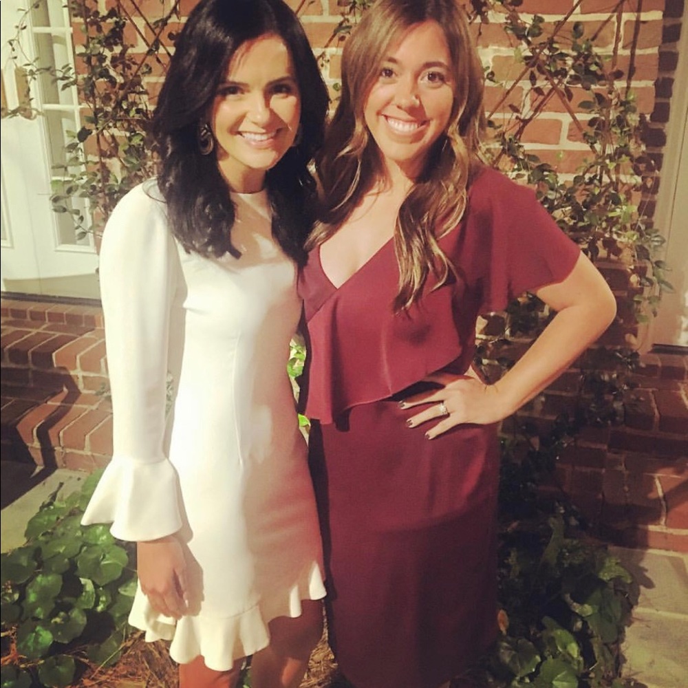 Burgundy One Ruffle Shoulder Holiday Dress